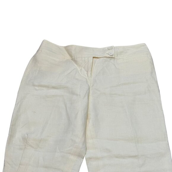 Ann Taylor Loft Womens Linen Blend Cropped Cuffed Pants Size 6 Cream New - Picture 8 of 10